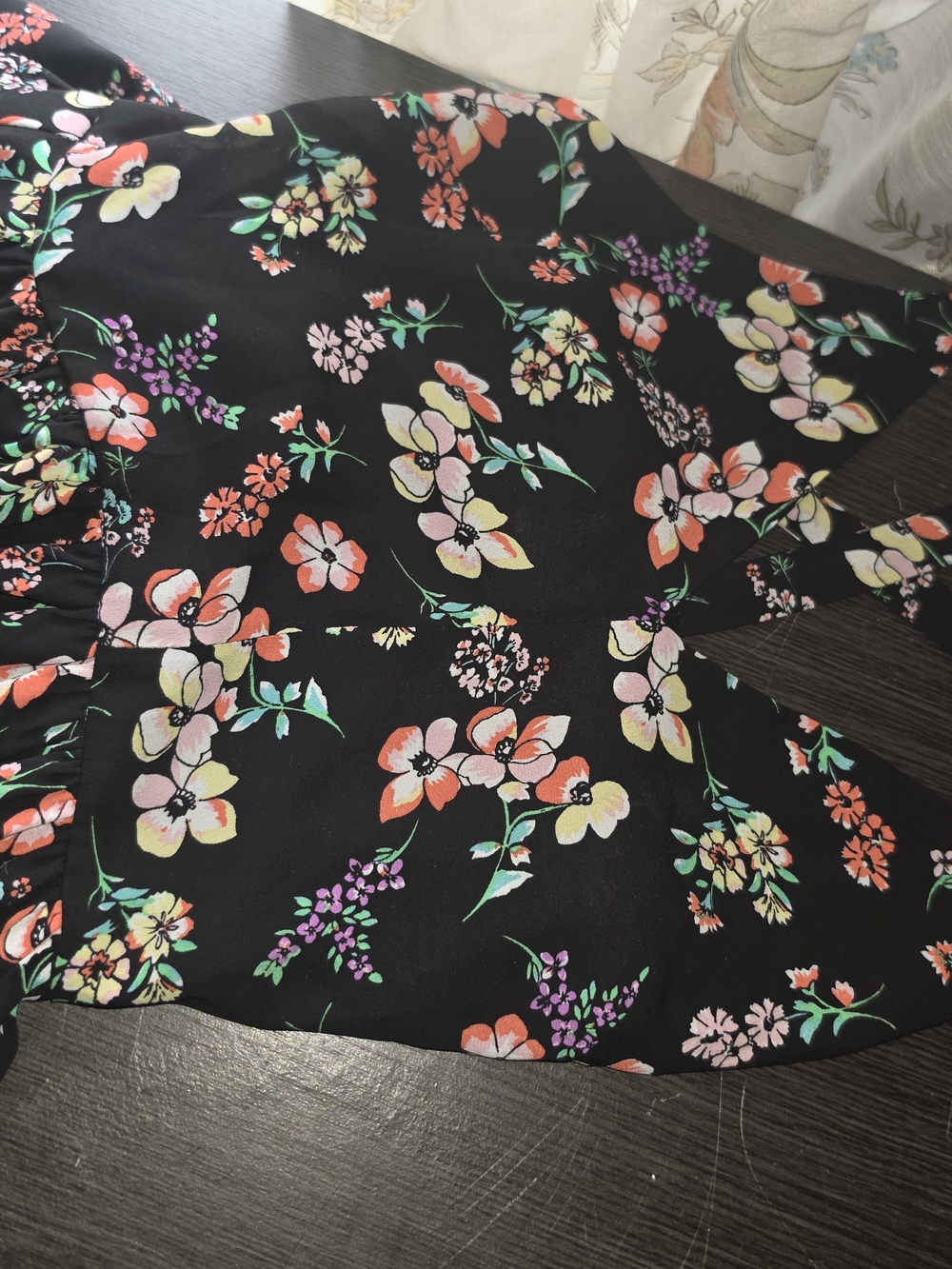 GAP Black Floral Dress with Coral, Yellow & Purple Flowers